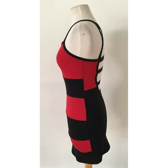 Zinga Red and Black Skinny Short Stripped Spaghetti Strap Size Medium - Picture 2 of 5